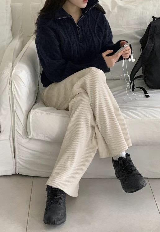復古麻花卷針織長袖上衣