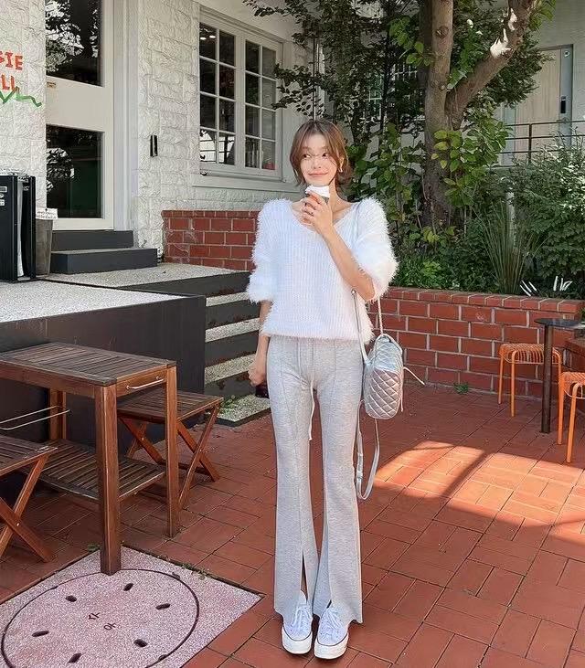 設計感開叉喇叭長褲