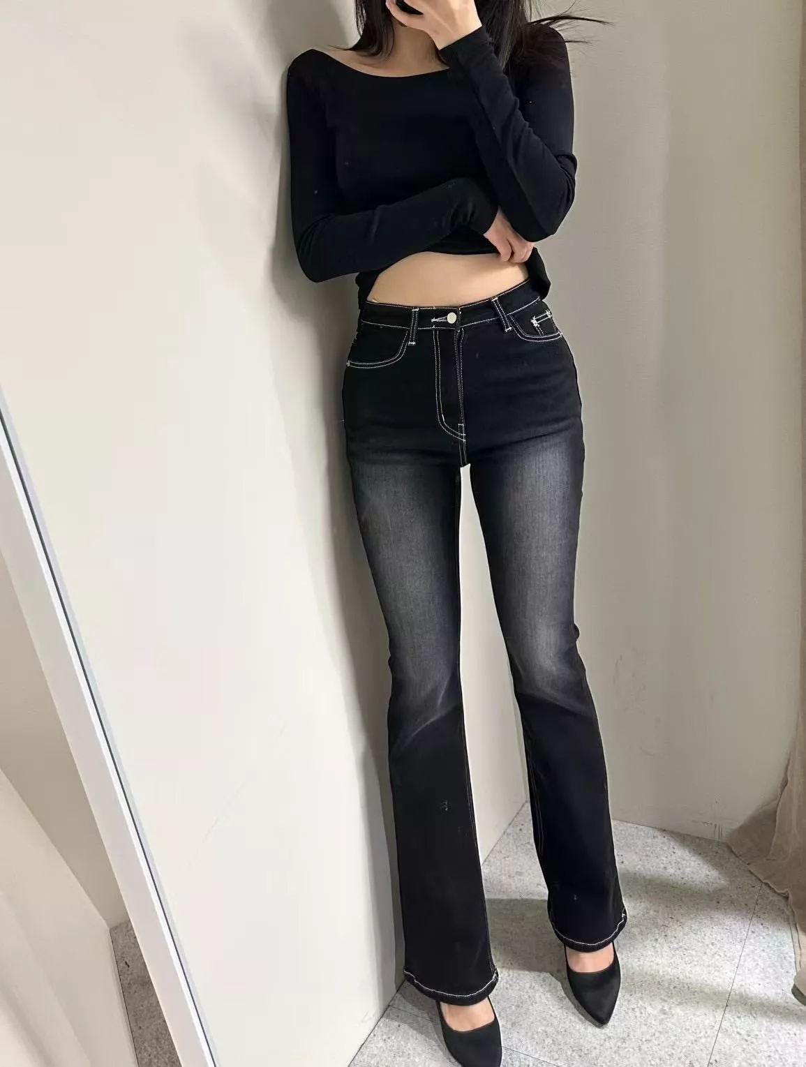 假跨修飾牛仔褲