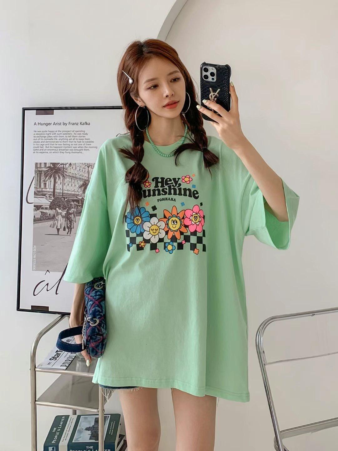 甜美小花長版短袖T恤