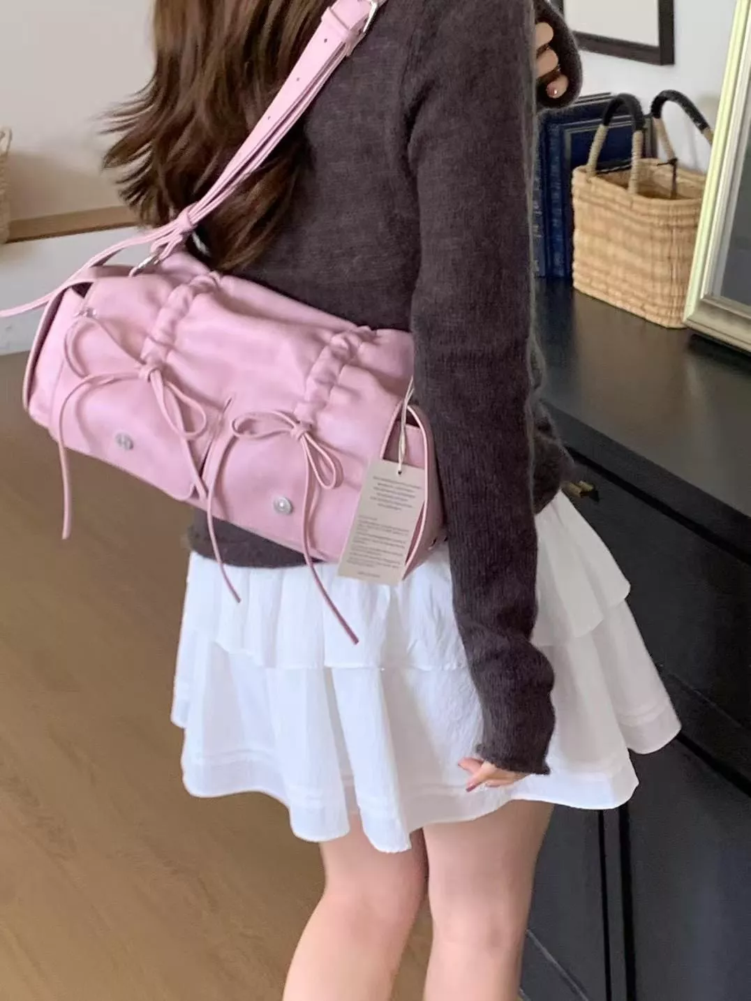 泫雅同款 甜酷機車感 蝴蝶結包包