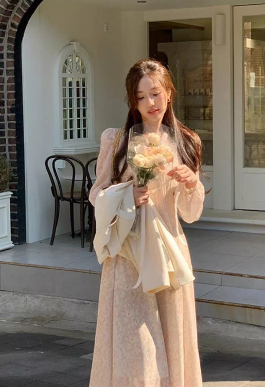 花神下凡浪漫碎花雪紡洋裝