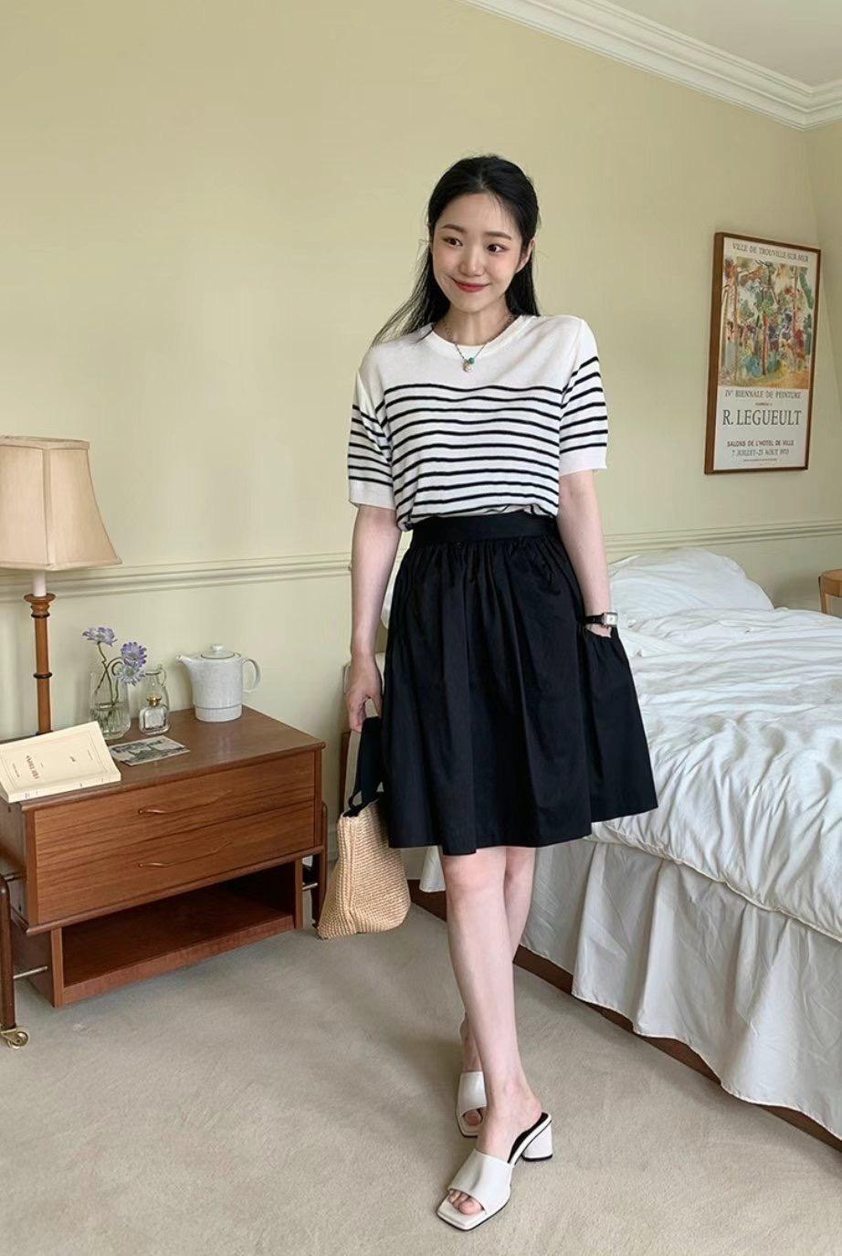 經典條紋溫柔婉約針織上衣