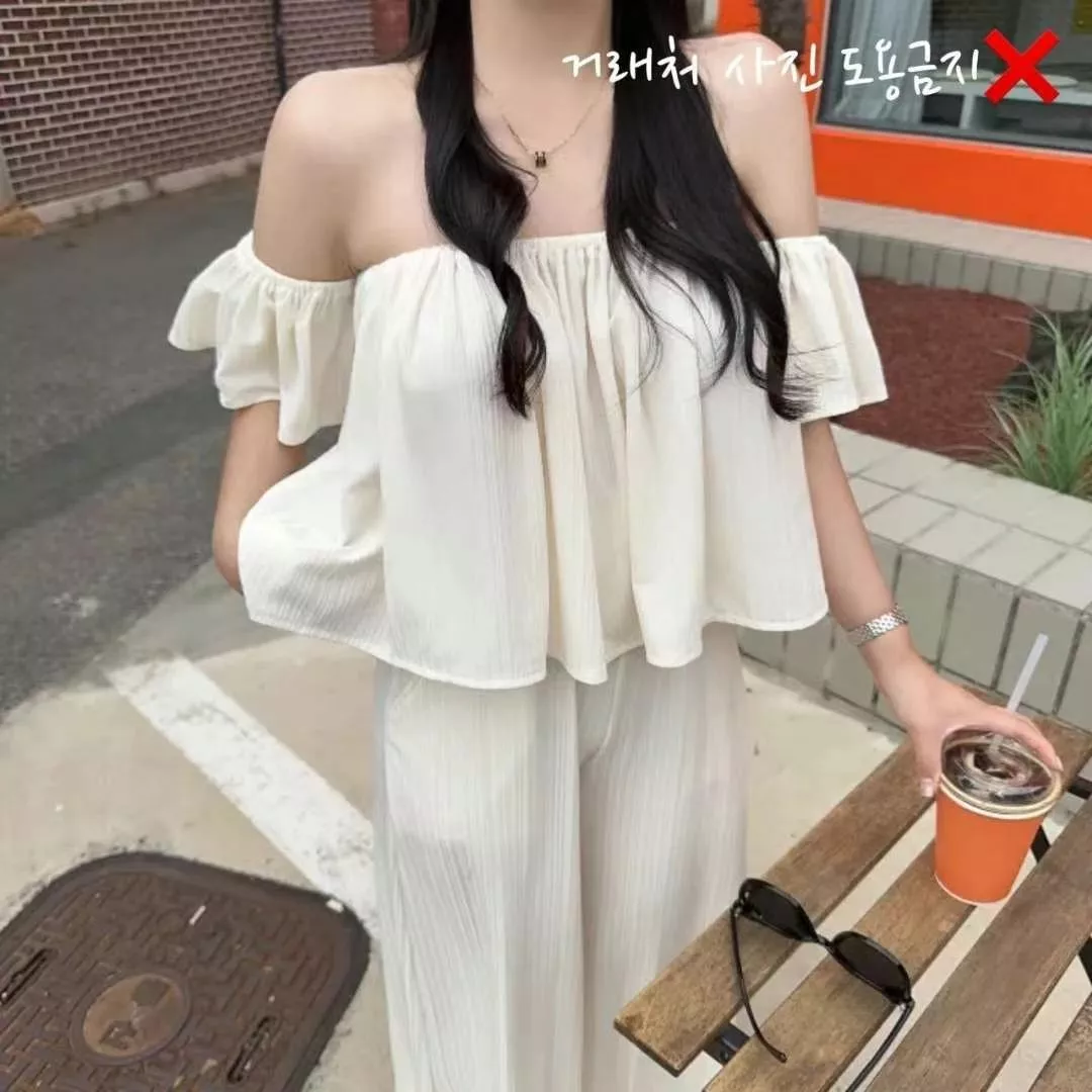 小仙女ㄧ字領套裝