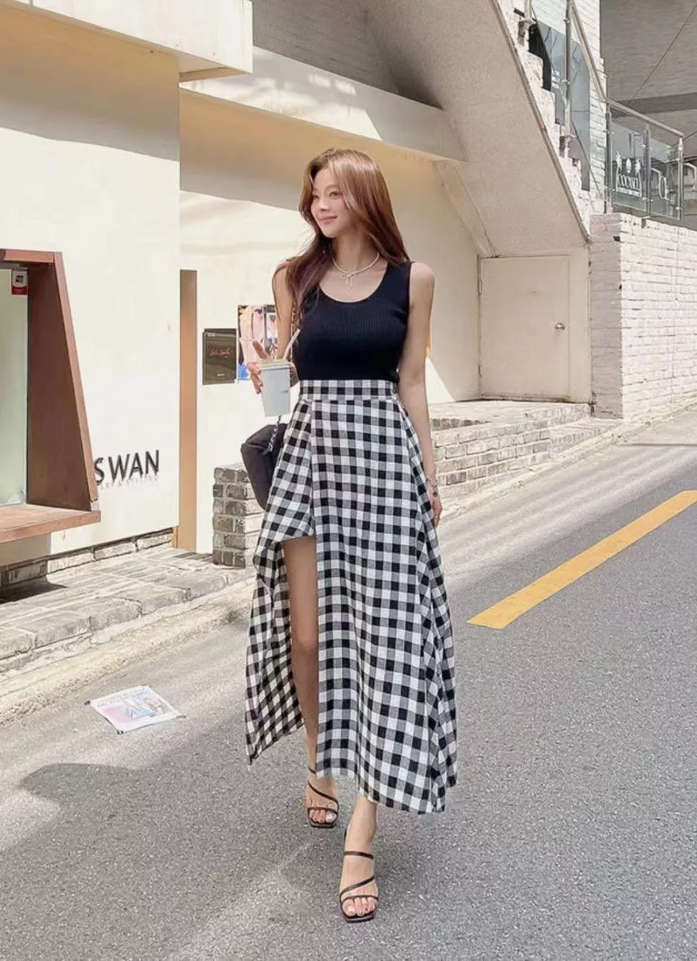 側開叉微性感長裙