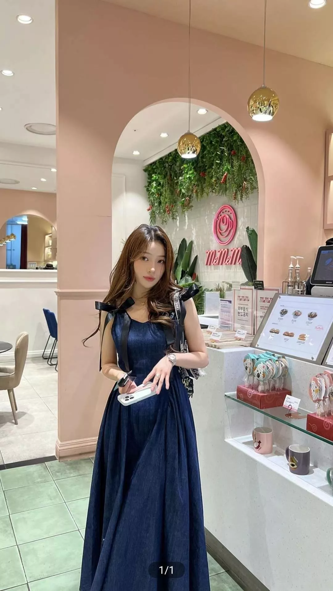 法式大裙襬蝴蝶結連身長裙