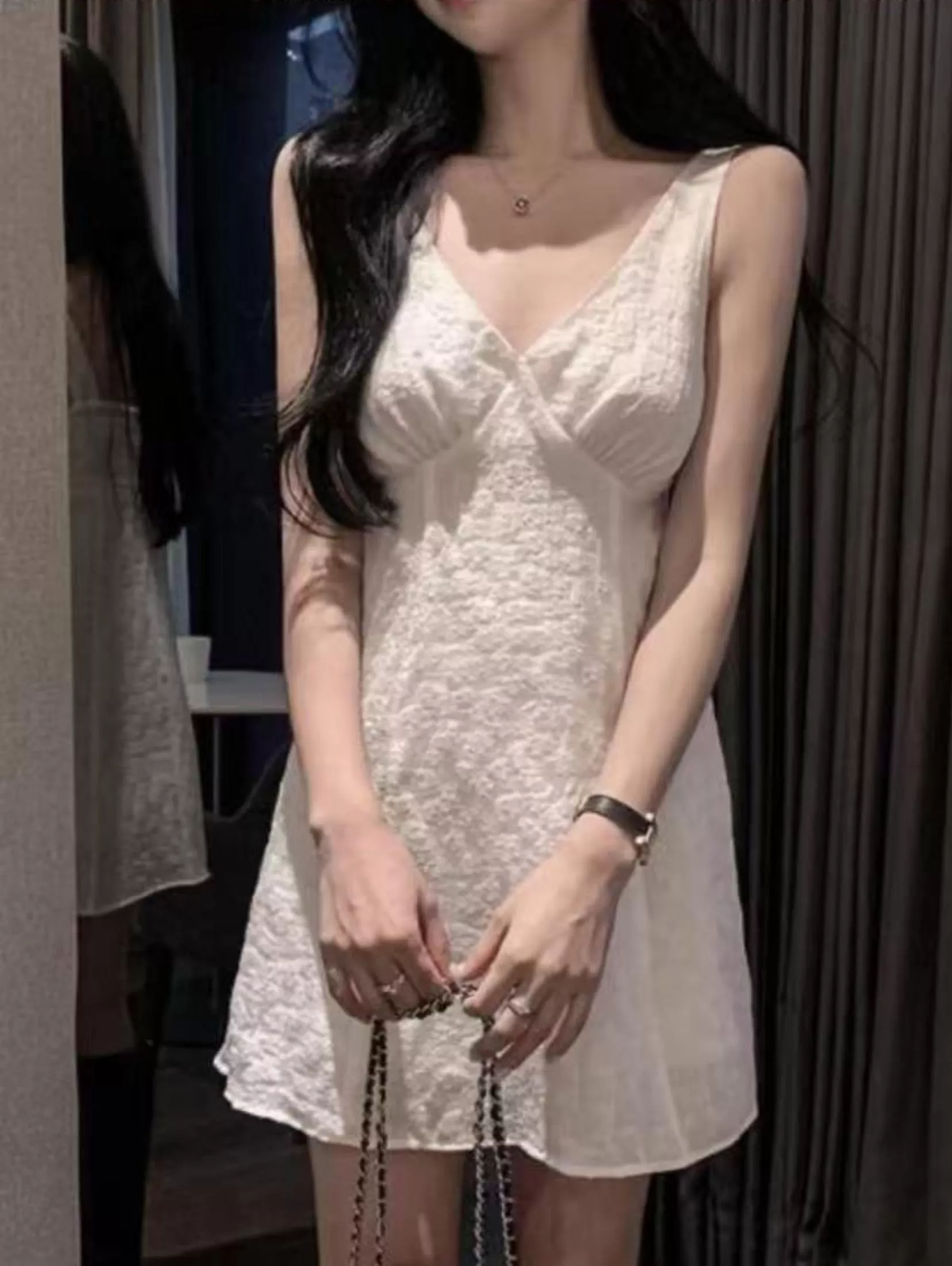 微性感壓紋短洋裝