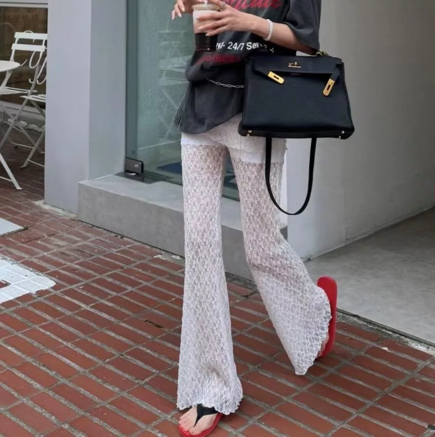 性感微透層次蕾絲長褲