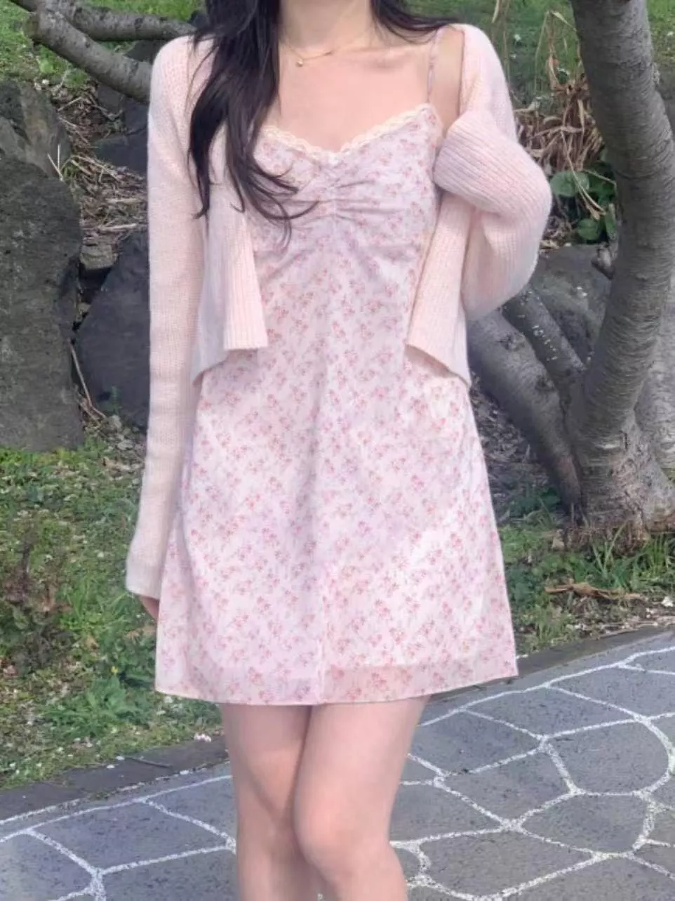 甜美小碎花連身短洋裝