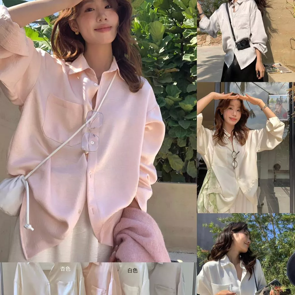 檸檬家 春新款爆款返產高質感簡約肌理感襯衫10175