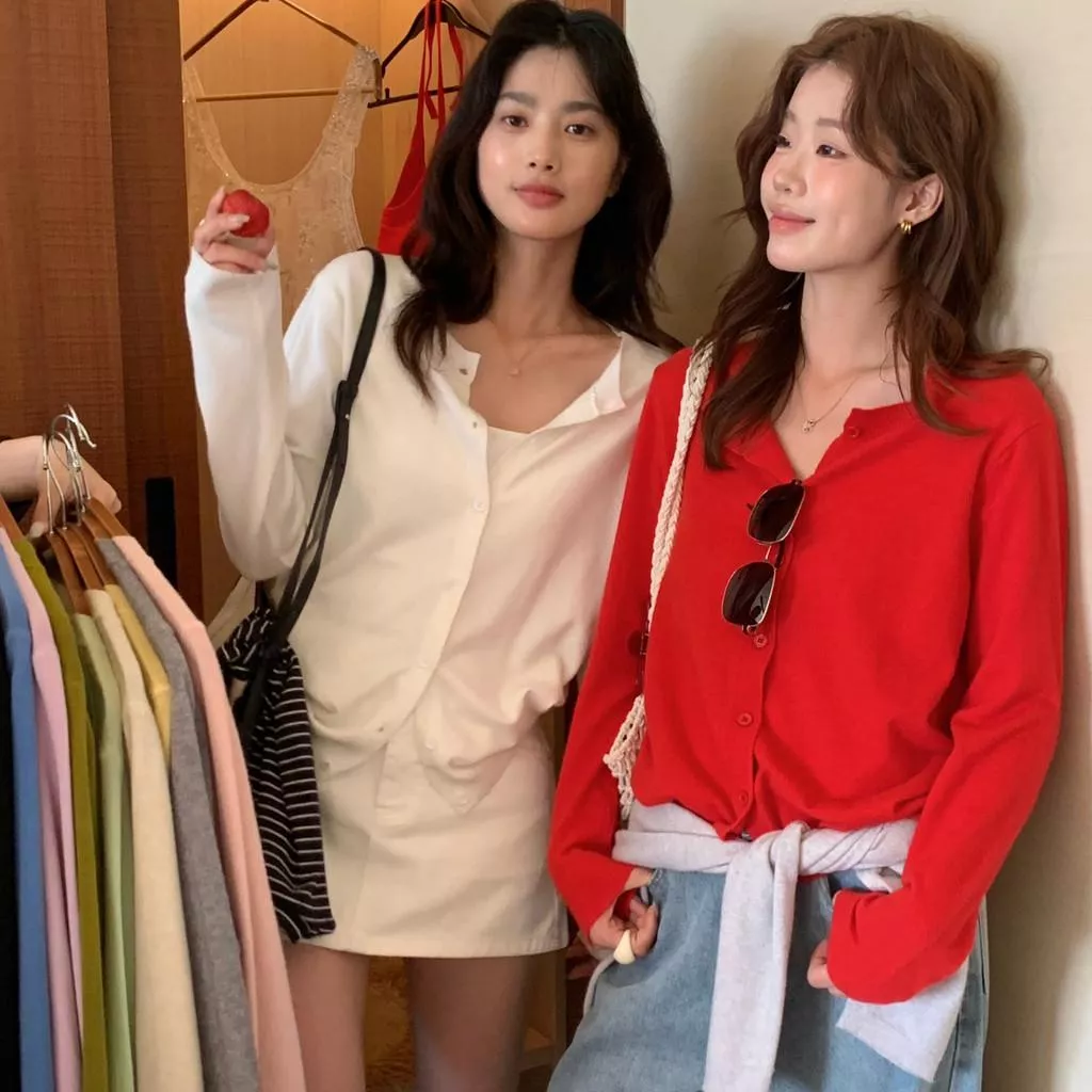 檸檬家 經典實穿韓版簡約圓領寬鬆百搭純色針織開衫00-8100