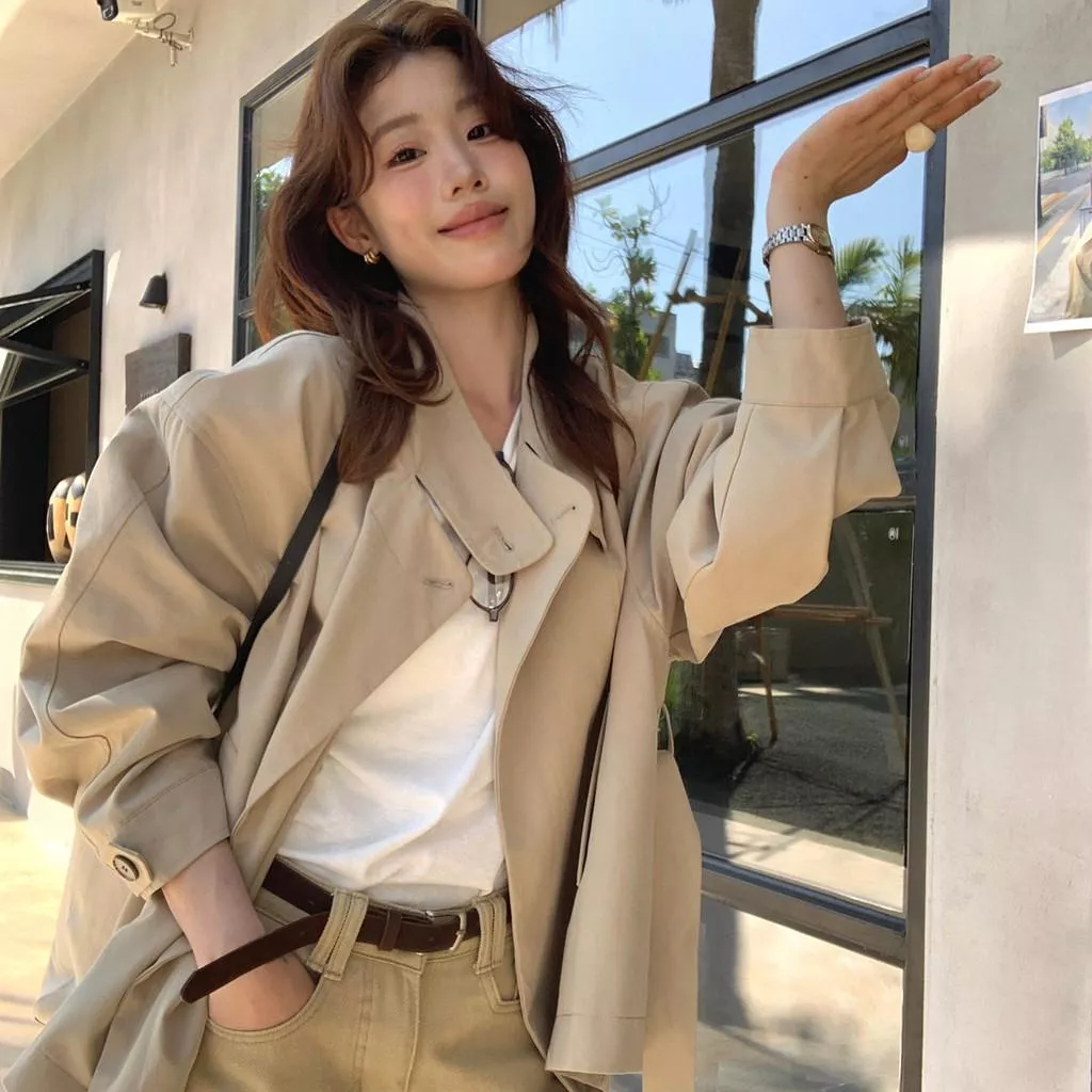 檸檬家 諾丁山下~高級感立領經典百搭寬鬆風衣（配腰帶）10133