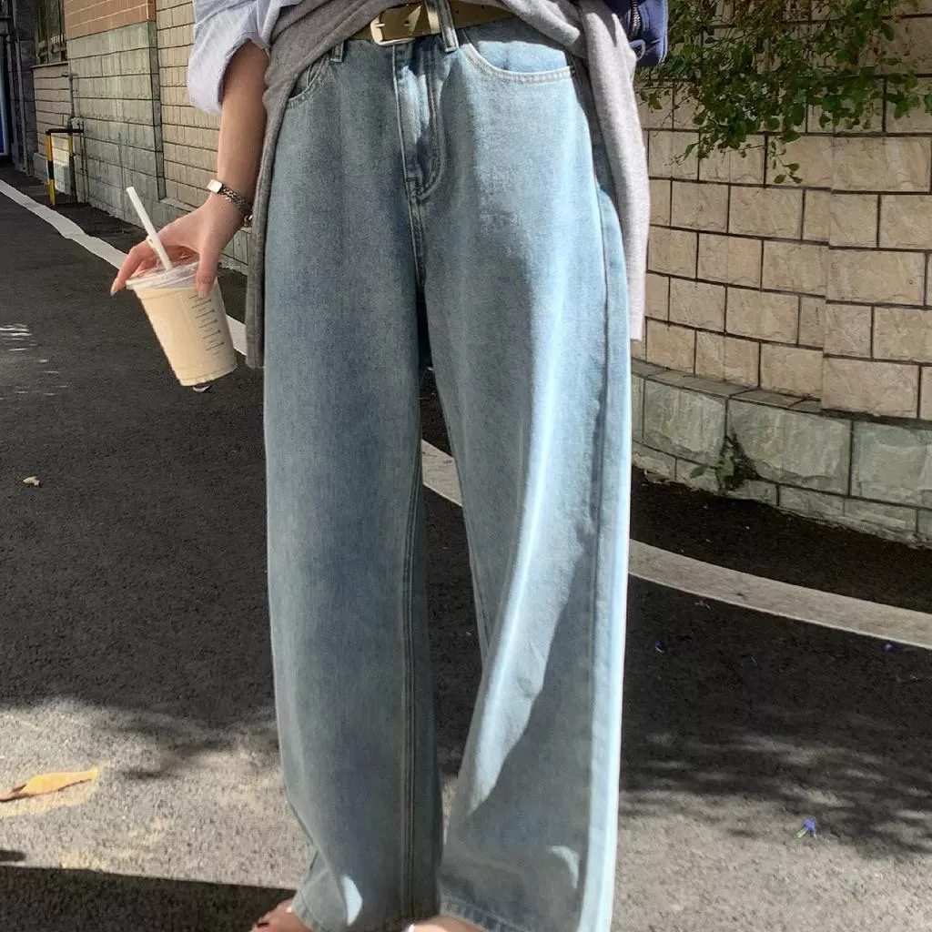 檸檬家 腿粗胯寬救星水洗直筒通勤穿搭牛仔褲B-930