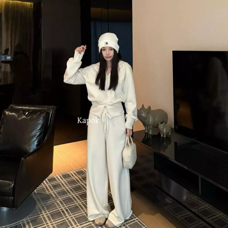 連帽收腰衛衣外套+抽繩百搭休閒褲套裝  25670#  ZRY