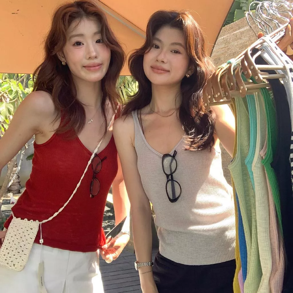 檸檬綠茶-強烈推薦基礎好穿多色竹節麻內搭外穿背心T-317