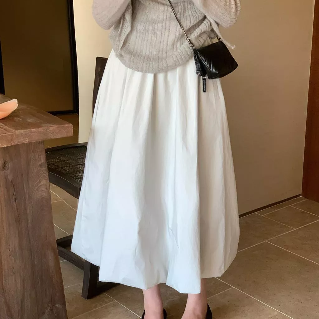 檸檬綠茶-高智女神～日系高級感挺闊蓬蓬裙花苞裙半身裙10226