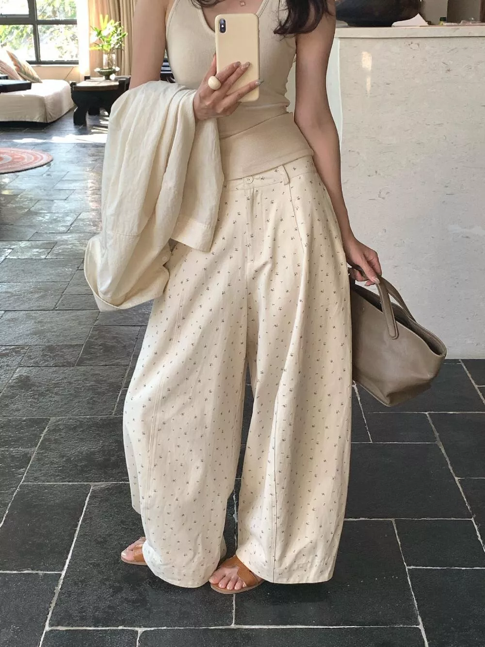 【檸檬綠茶】設計感小眾碎花顯瘦彎刀褲休閒褲10229# LWD