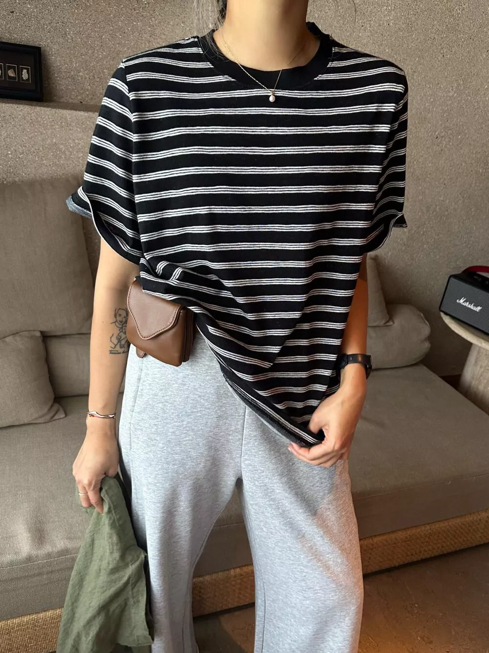 【ONE SEVEN】經典黑白條紋圓領短袖T恤 T9052# LSL