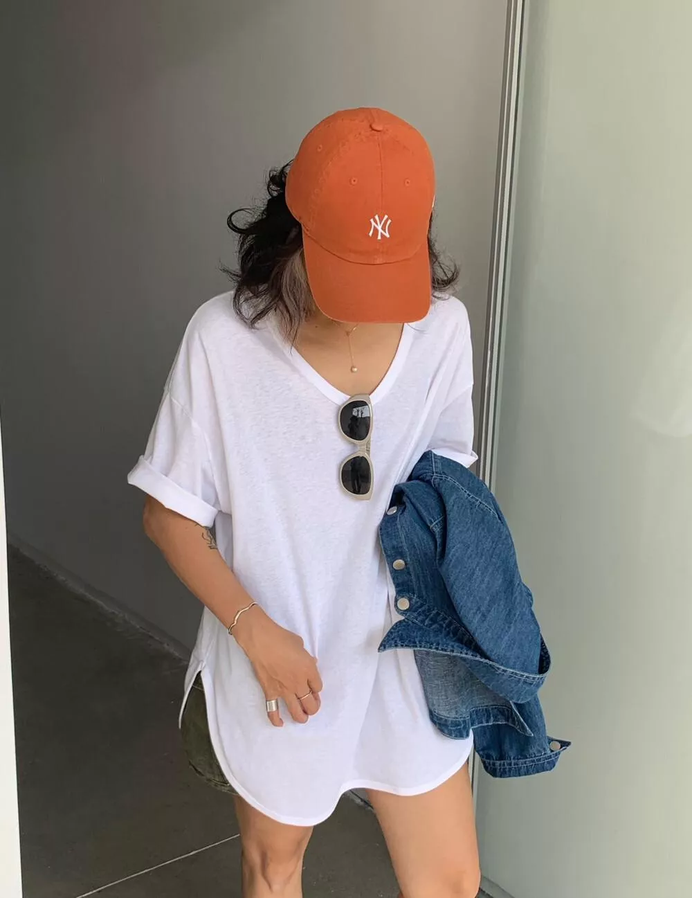 【ONE SEVEN】简约纯色V领宽松短袖T恤 T9097# LSL