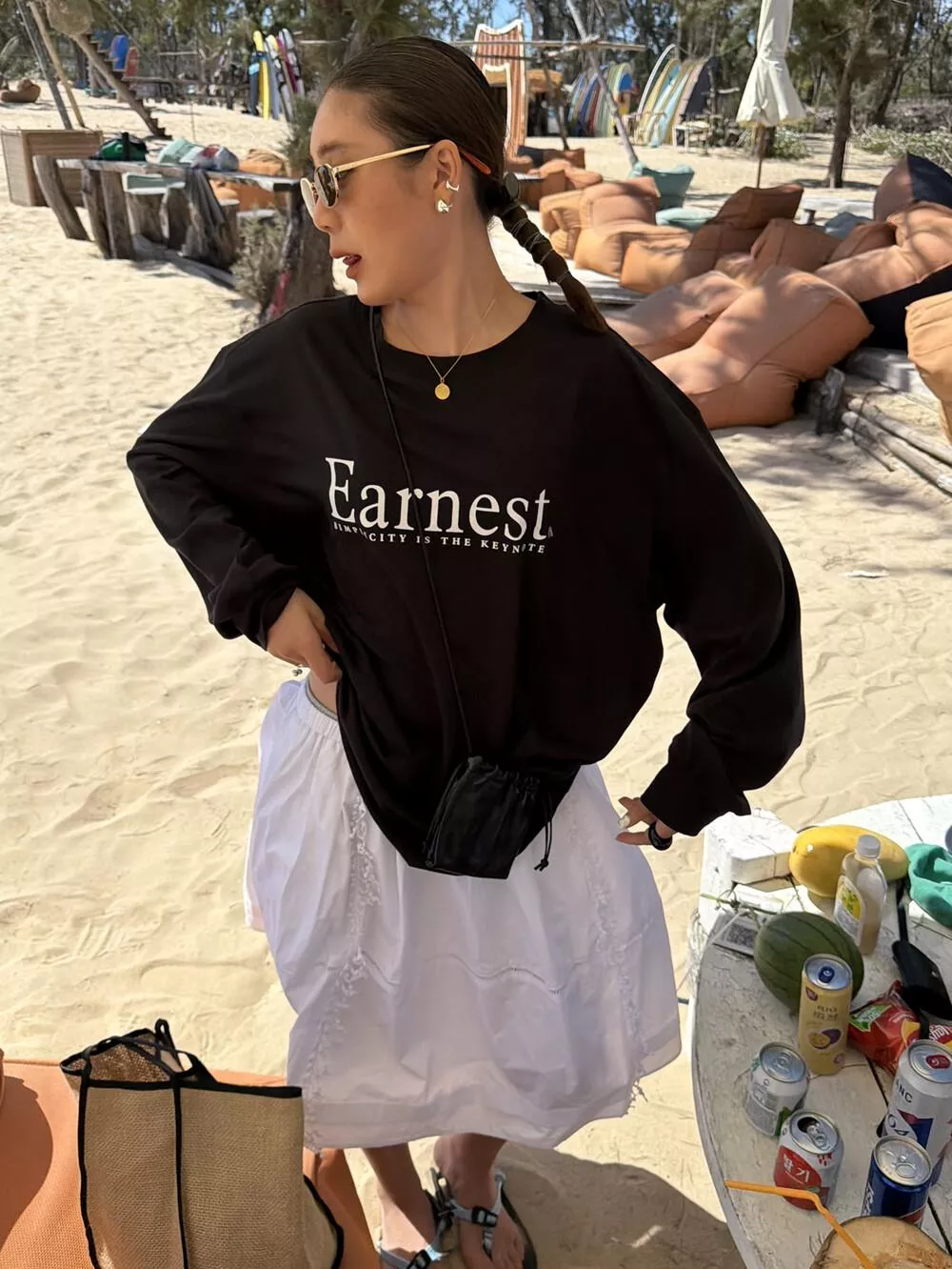 立體花縷設計半裙【SANBARA】立體花縷設計高腰A字裙半身裙86115# L