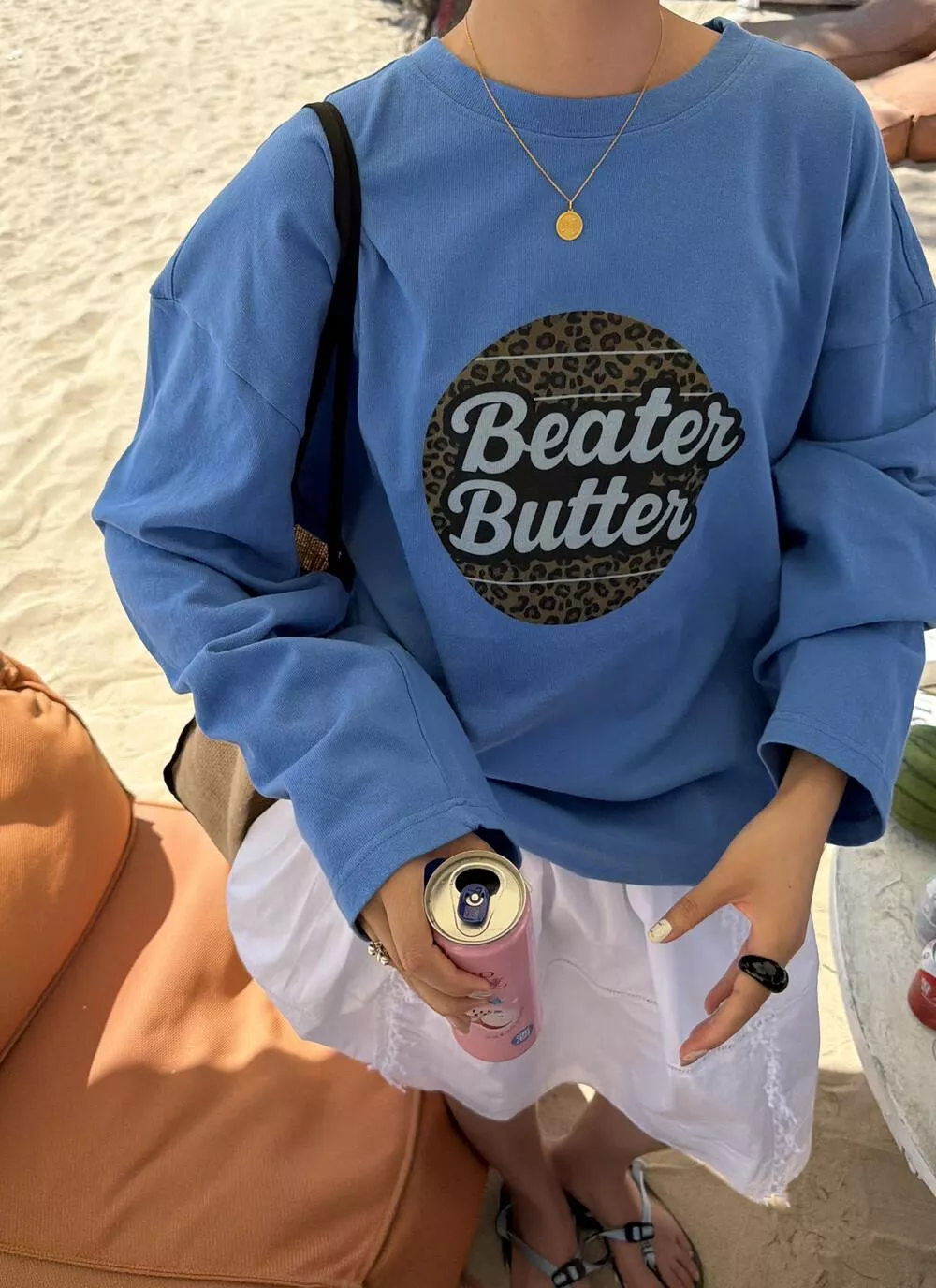 26年早春！ 【SANBARA】個性字母豹紋圖案寬鬆版型長袖T卹86216# L