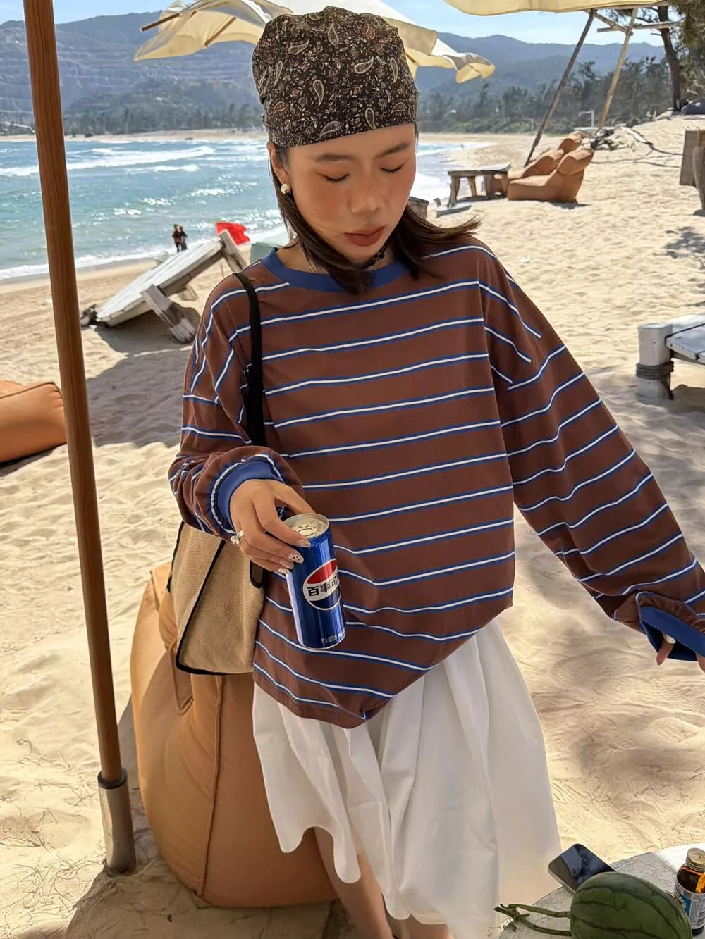 26年春經典條紋T卹【SANBARA】基本款撞色條紋水洗長袖T卹u86011# L