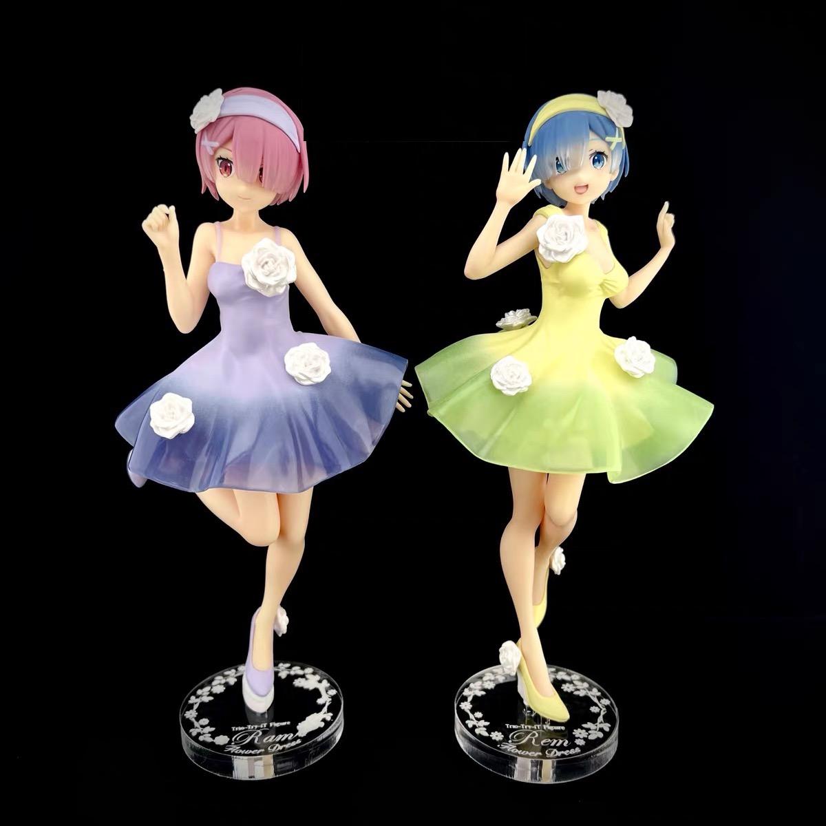 Re:Zero FuRyu Trio-Try-iT 花朵裙 拉姆 雷姆 從零開始的異世界生活 公仔底座 壓克力底座 彩色底座