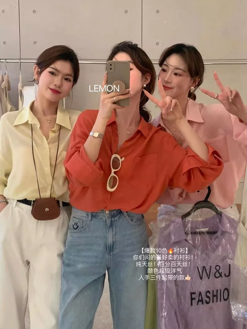 ✈️現貨🔥【正品代理】春夏🌸The lemon雲朵般柔軟🍭韓系包色爆款百搭簡約寬鬆舒適100%天絲襯衫上衣6260