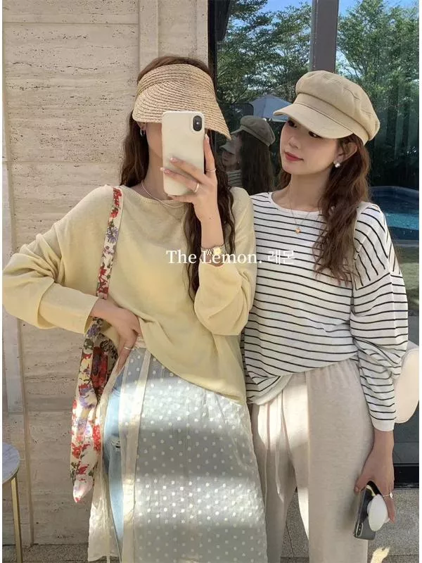 ✈️最後現貨🔥【正品代理】春夏🌸The lemon怎麼看妳也不膩🍬韓系溫柔甜美風百搭基礎款柔軟亞麻棉圓領上衣T077☺︎