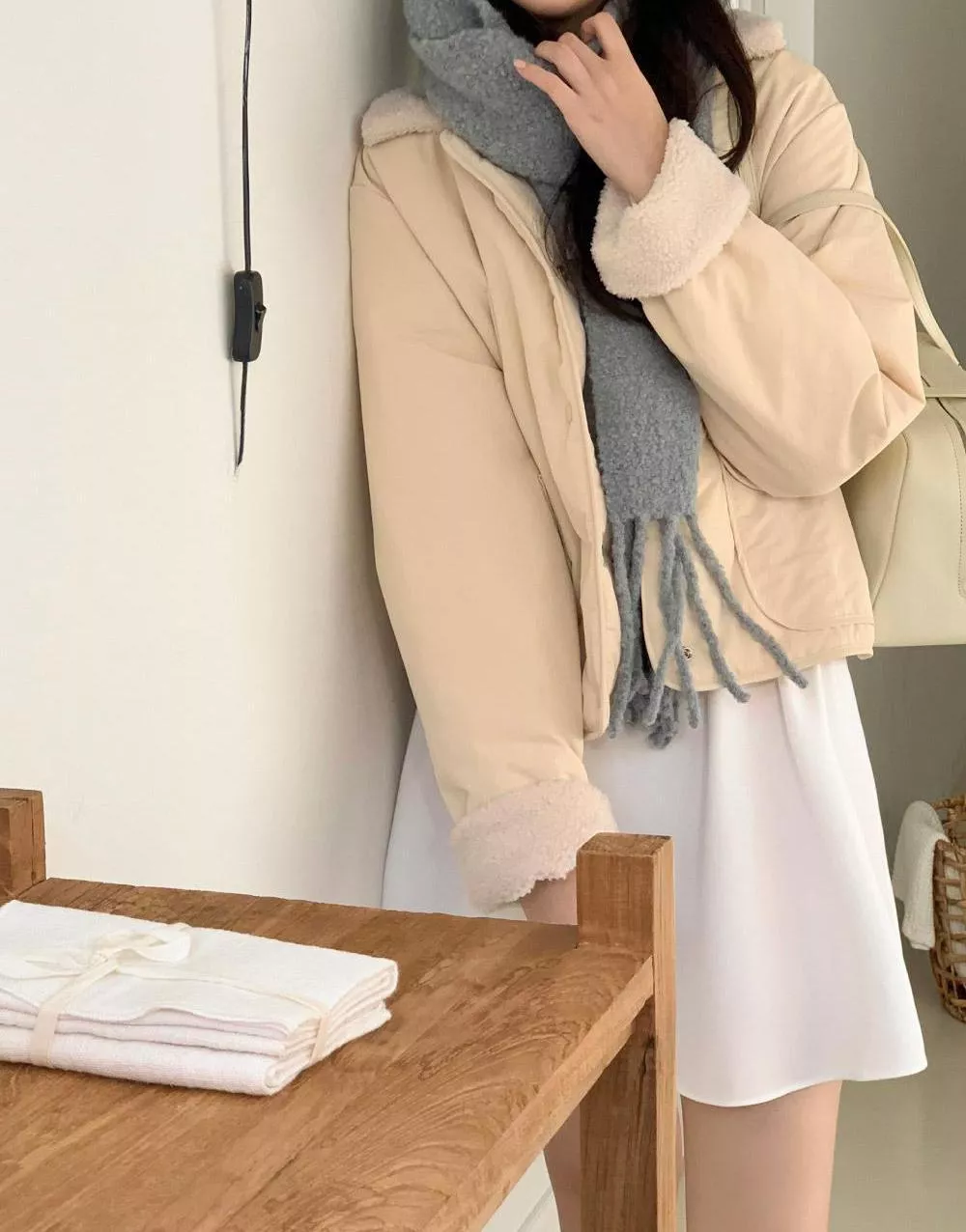 蛋型毛毛外套 (2color)