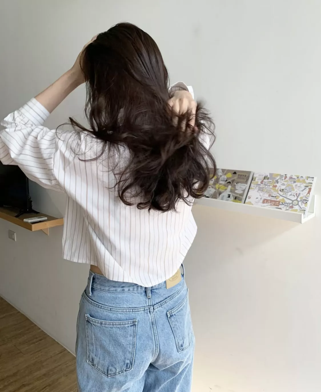 Stripe crop shirt