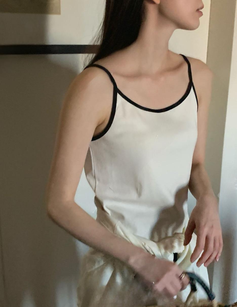 撞色棉質背心