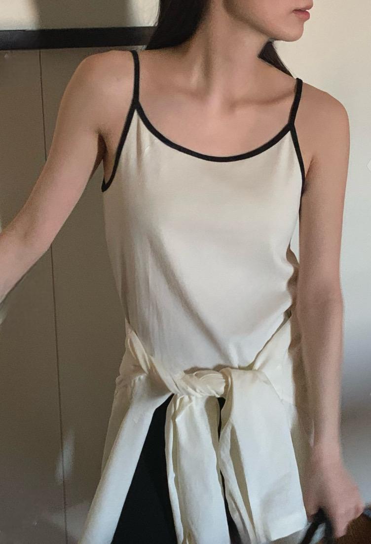 撞色棉質背心