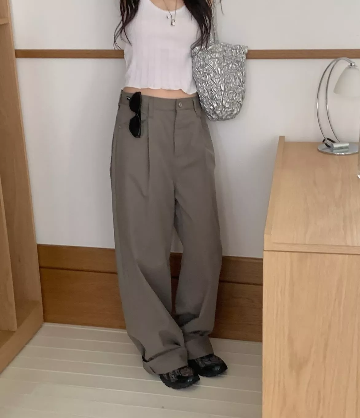 (adorable pick!) 打褶落地褲