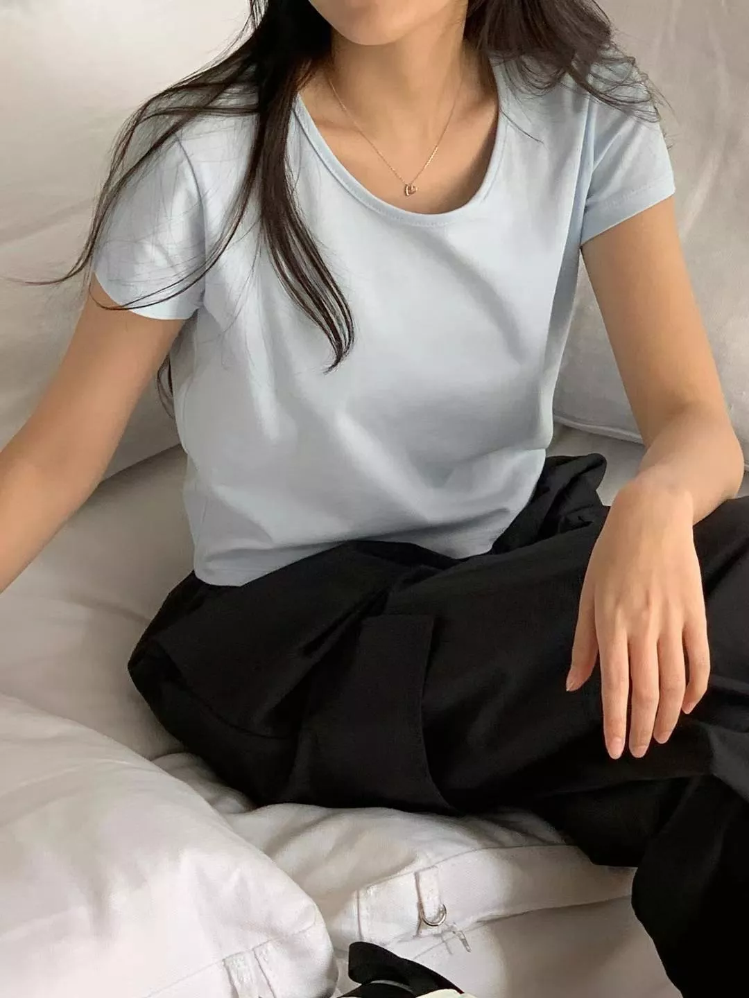 簡約軟綿短版tee