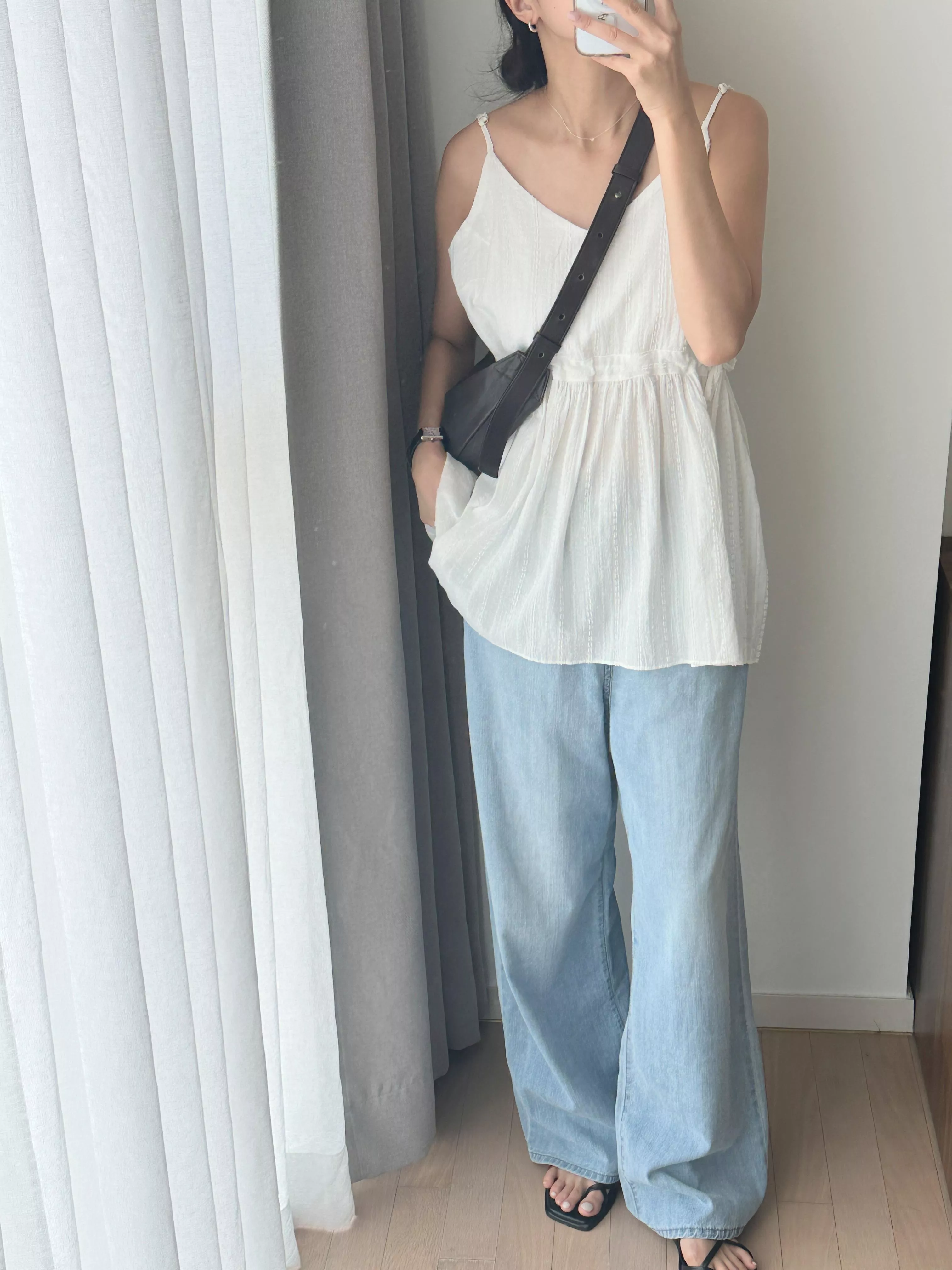 夏季薄牛仔寬褲