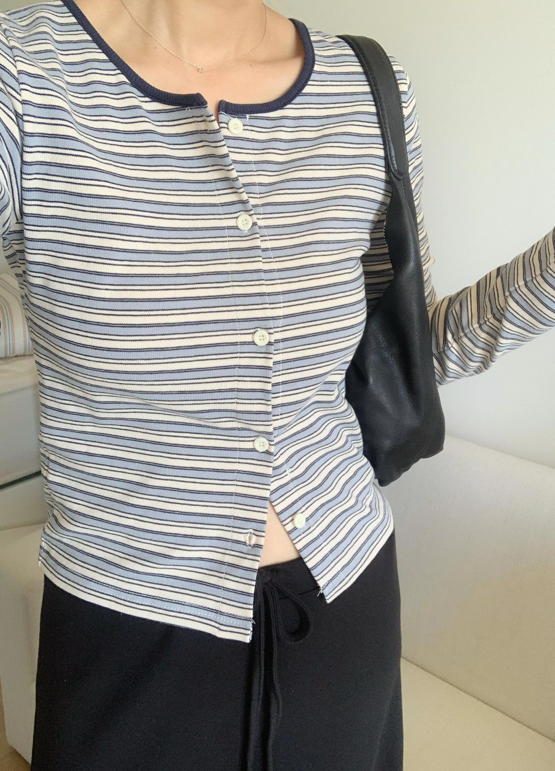 條紋美式休閒tee