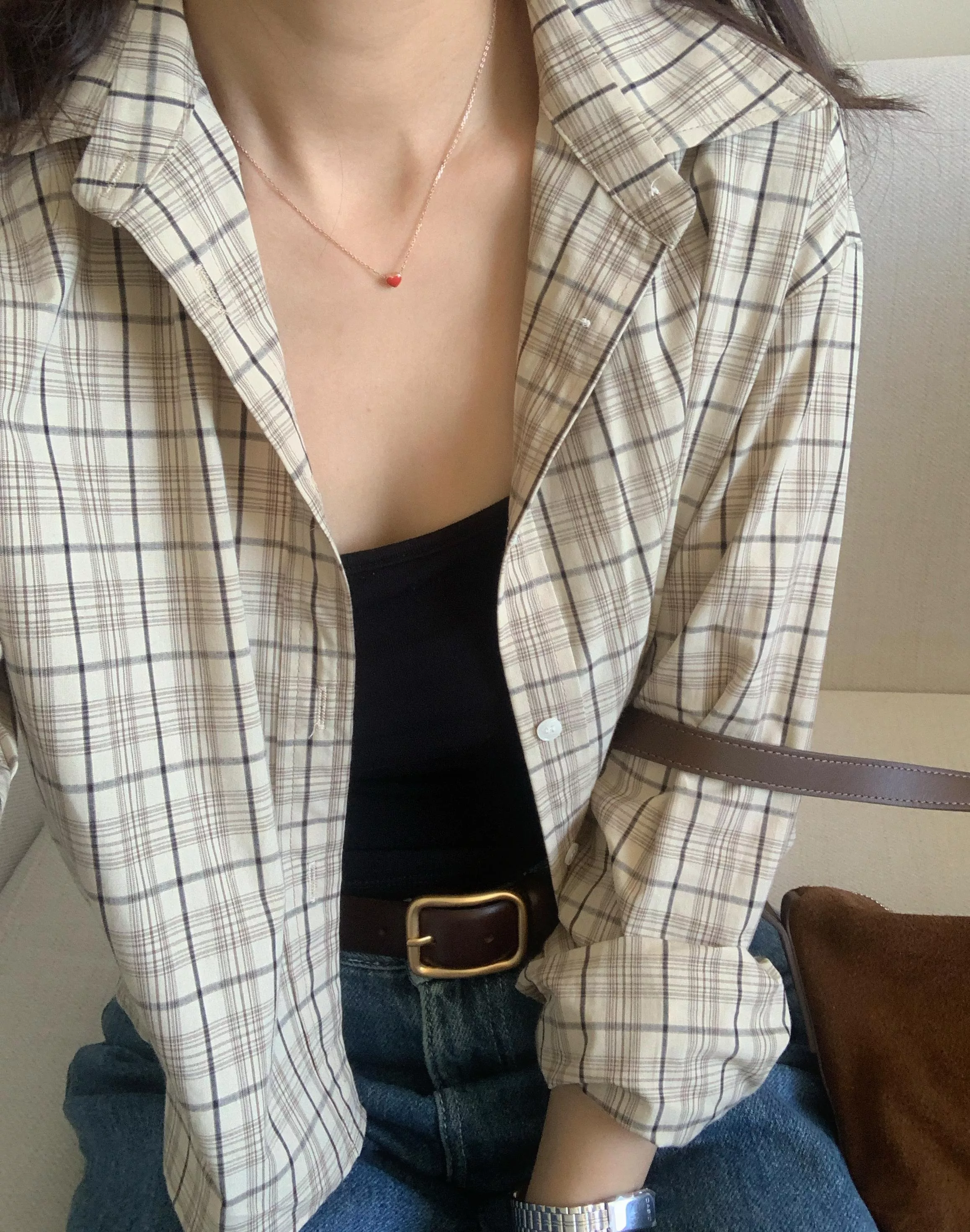 (Leather) 復古方塊皮帶