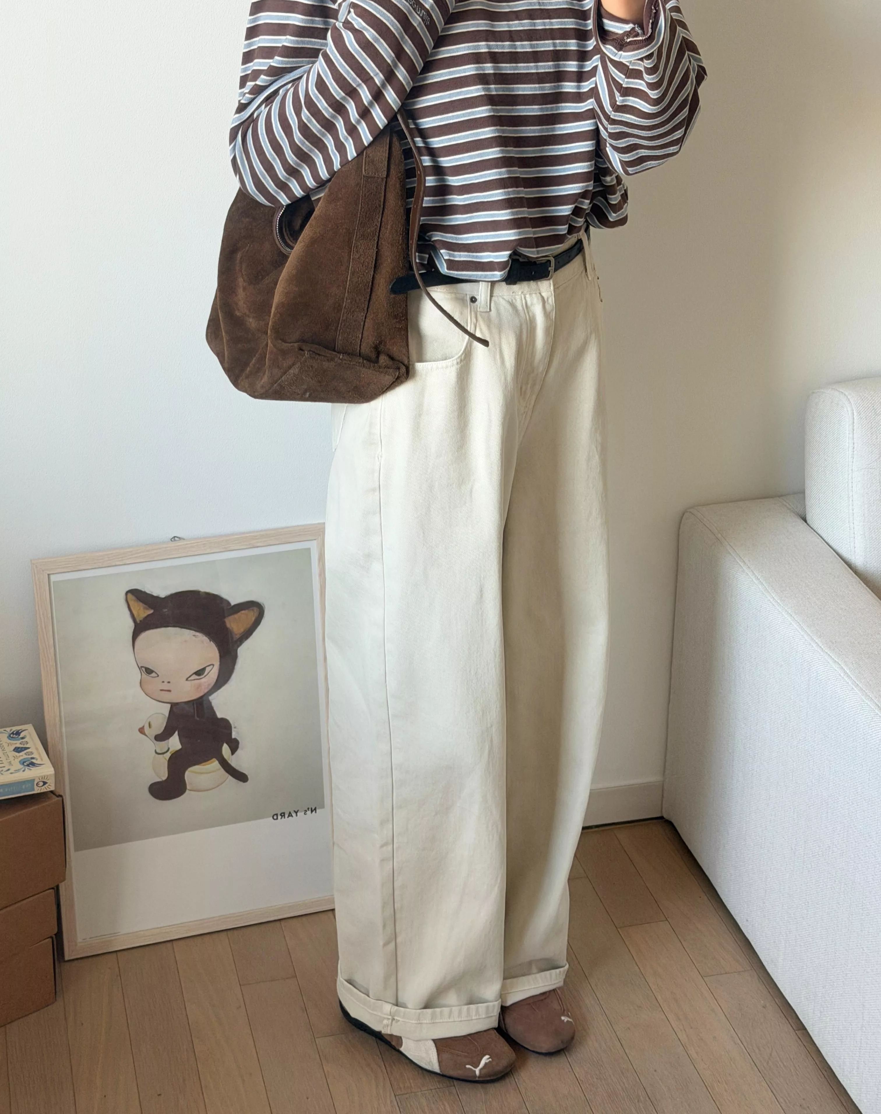 秋季百搭水洗牛仔 (beige grey)