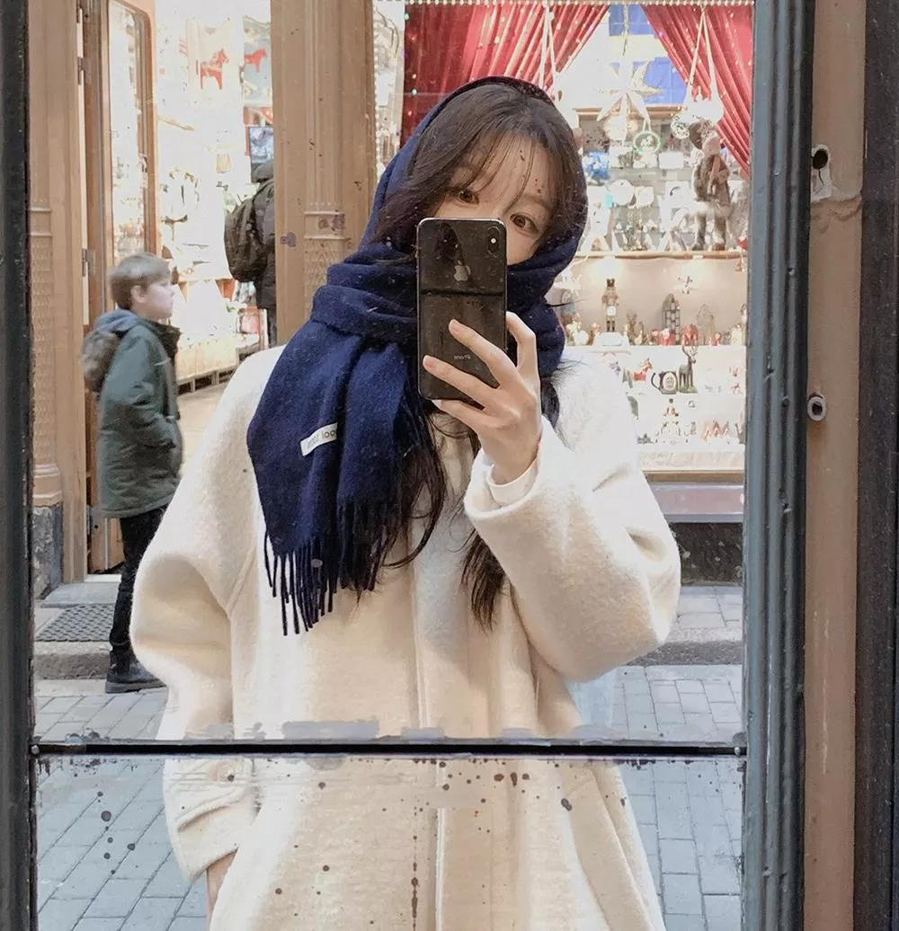 (wool100%) 簡約羊毛輕便圍巾