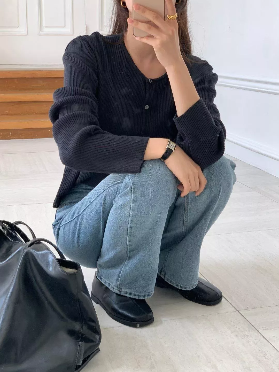 針織坑條上衣 (3color)