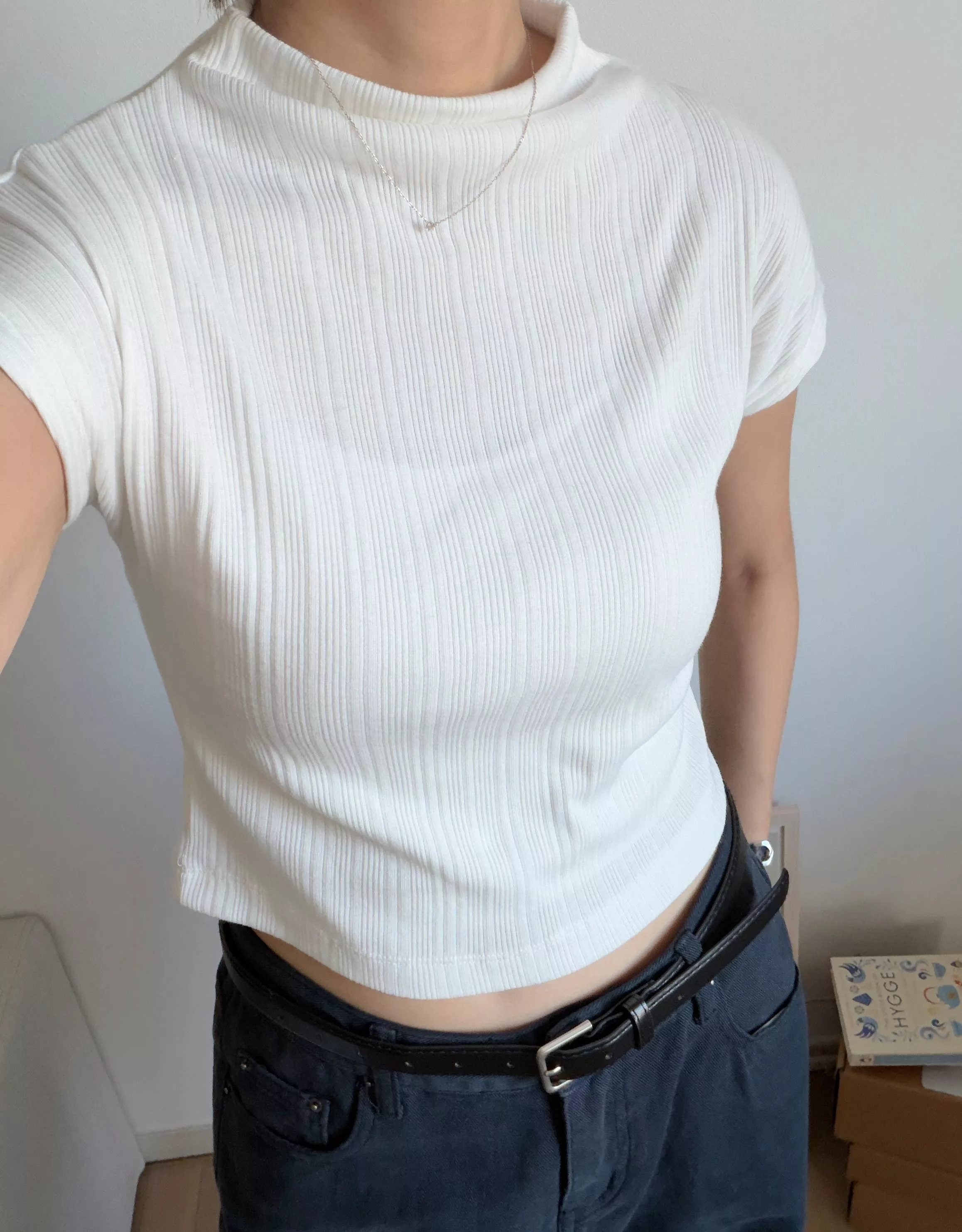 坑條微高領tee (8color)