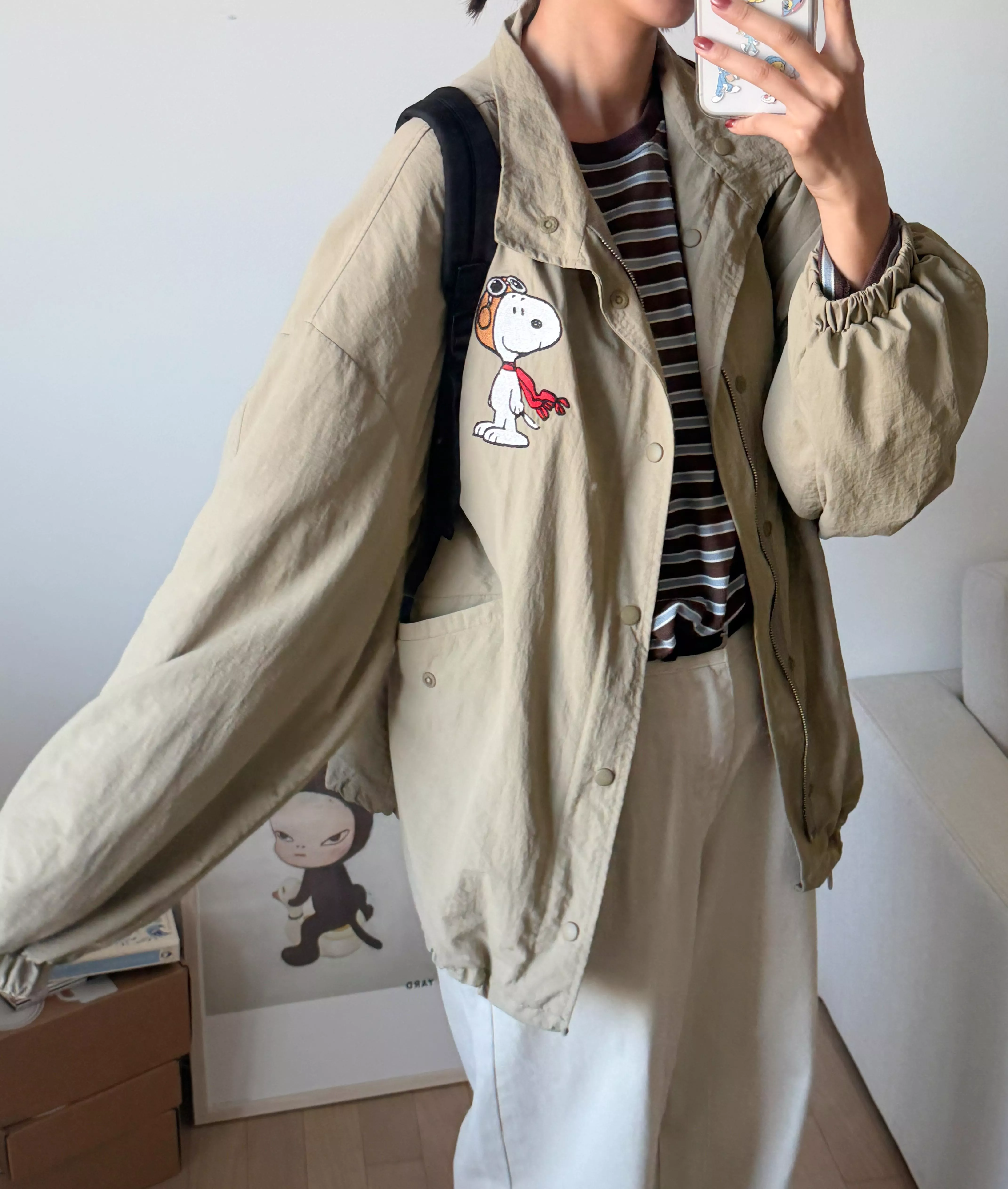 Snoopy 刺繡風衣夾克 (2color)
