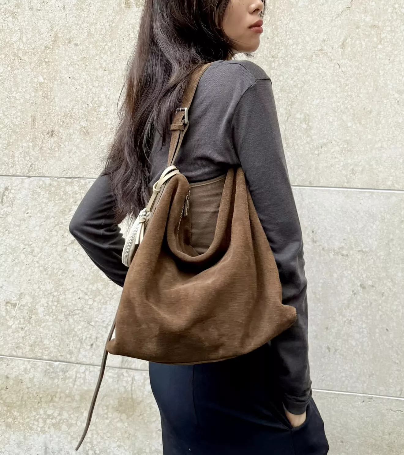 Bucks&leather 法式弧形包 (4color)