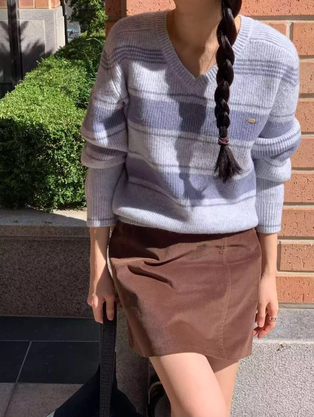 奶昔撞色針織毛衣 (2color)