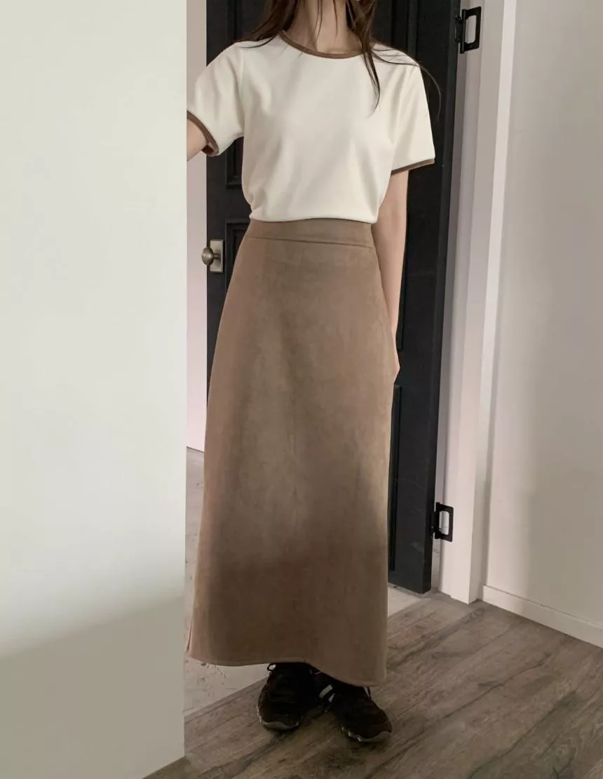 麂皮休閒長裙 (2color)