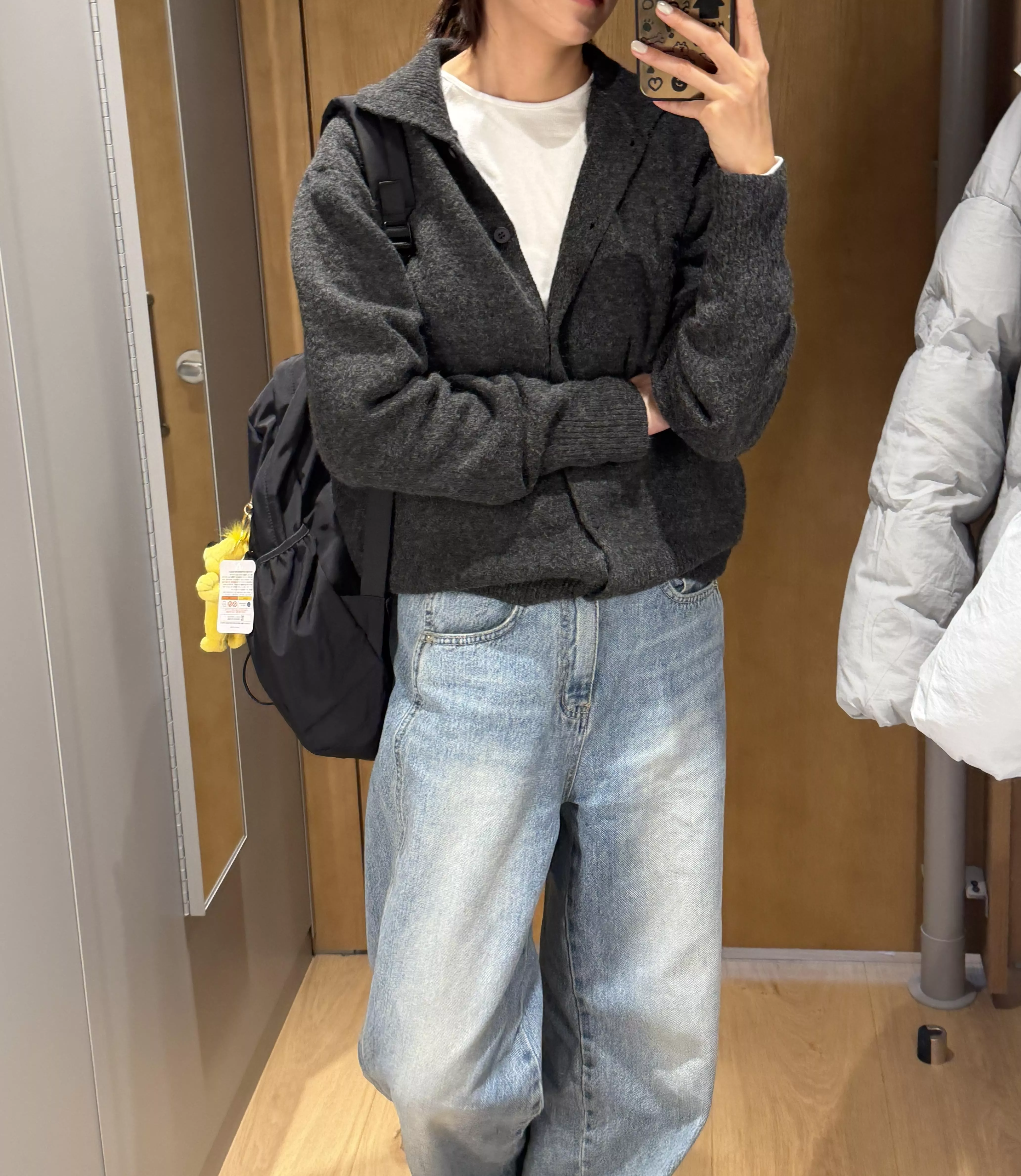 簡約針織外套圍巾set