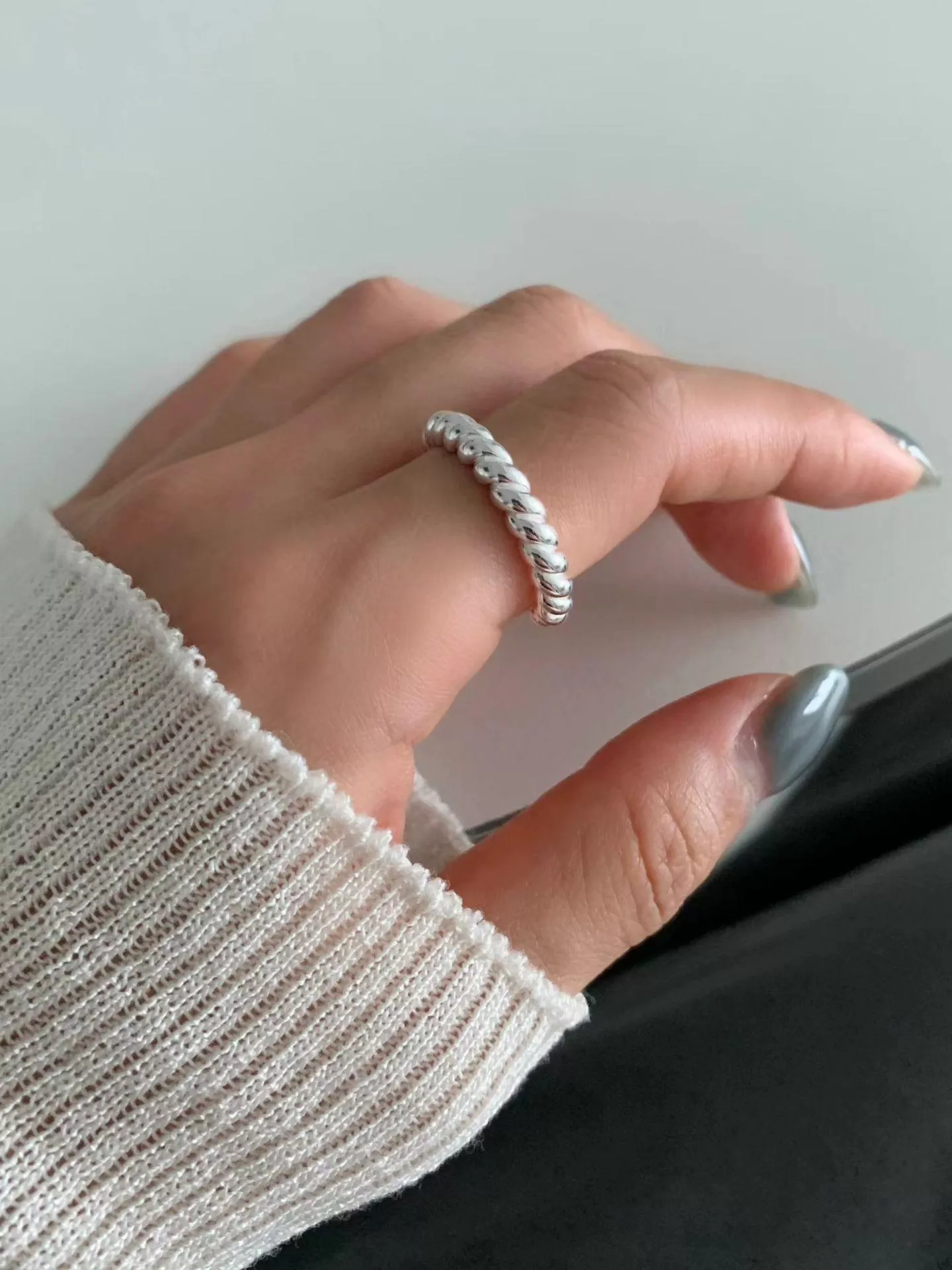 (925silver) 麻花捲捲戒指