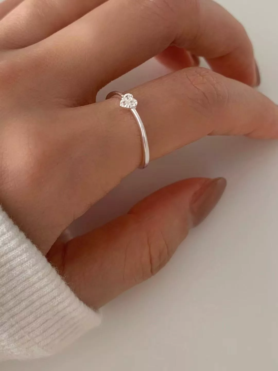 (925silver) 愛心小鑽戒指