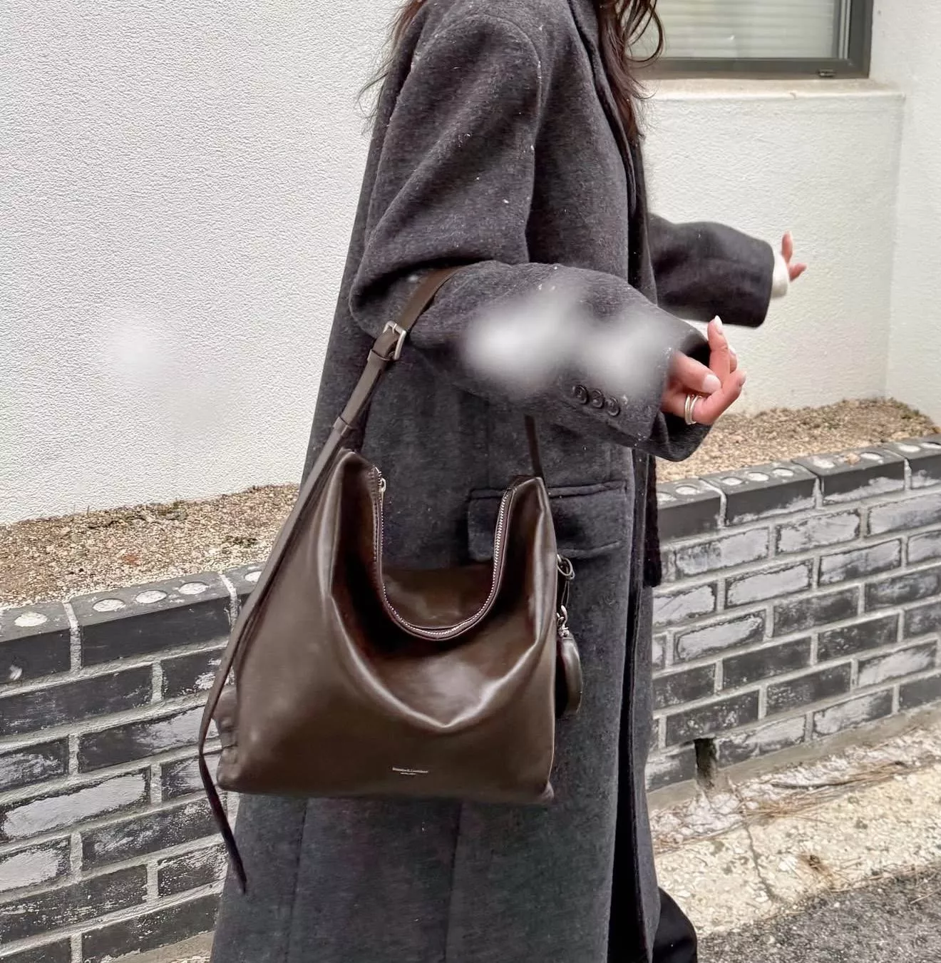 Bucks&leather 法式隨性包(L)- 亮牛皮/深咖